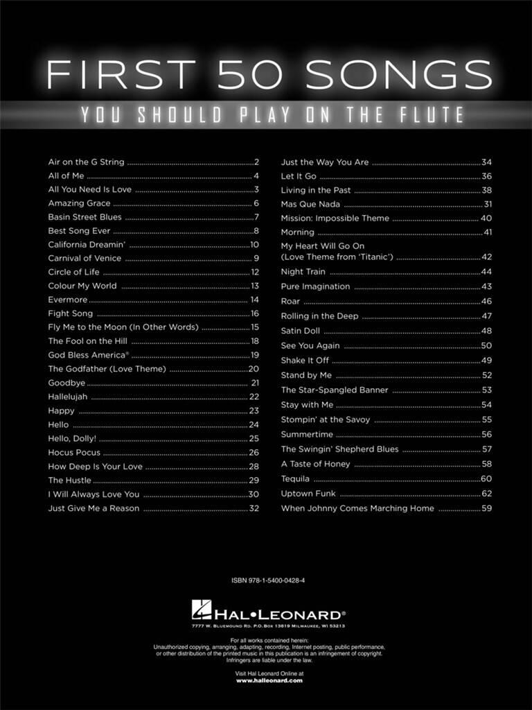 Anderes Coverbild First 50 Songs You Should Play on the Flute
