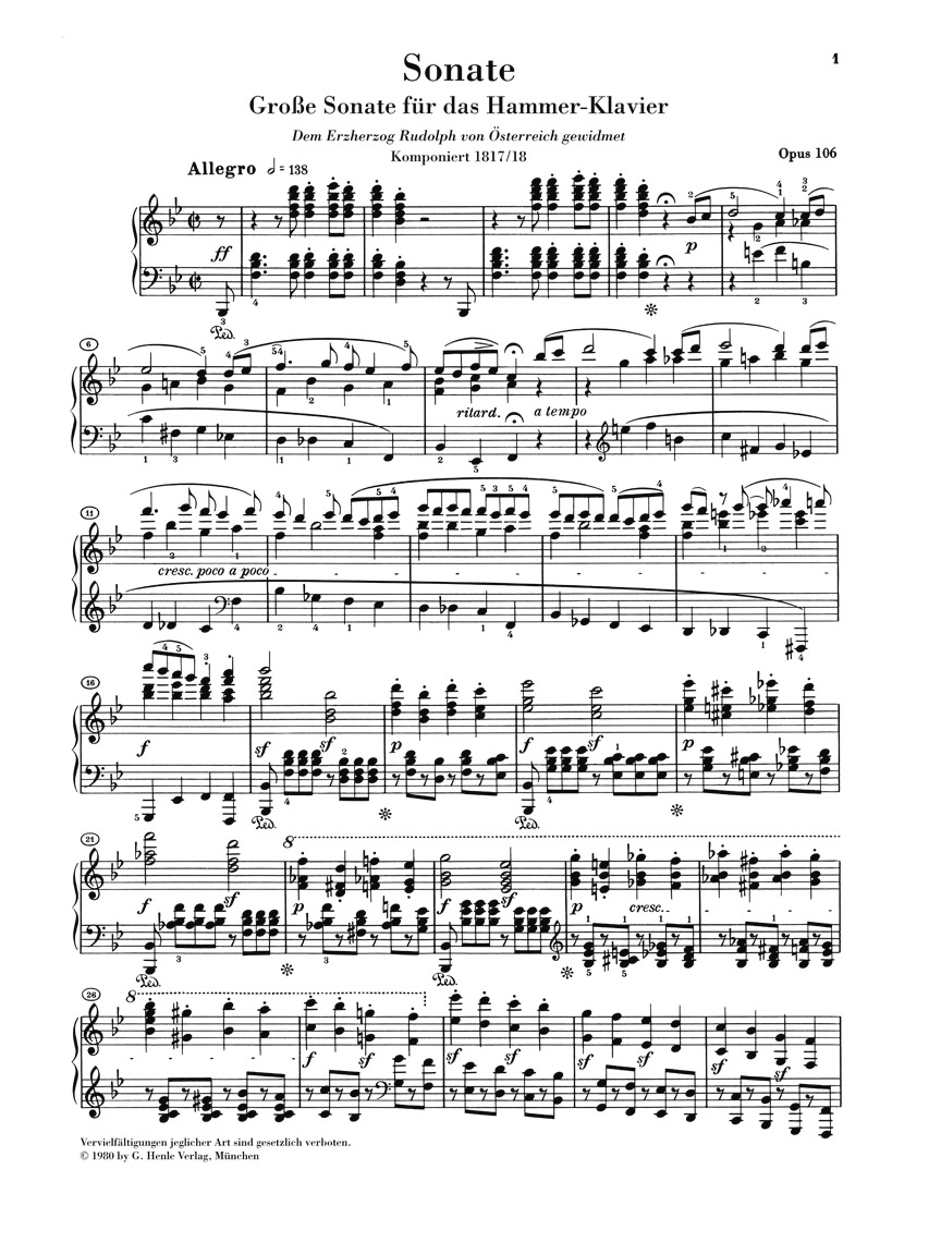 Anderes Coverbild Klaviersonate Nr. 29 B-dur op. 106