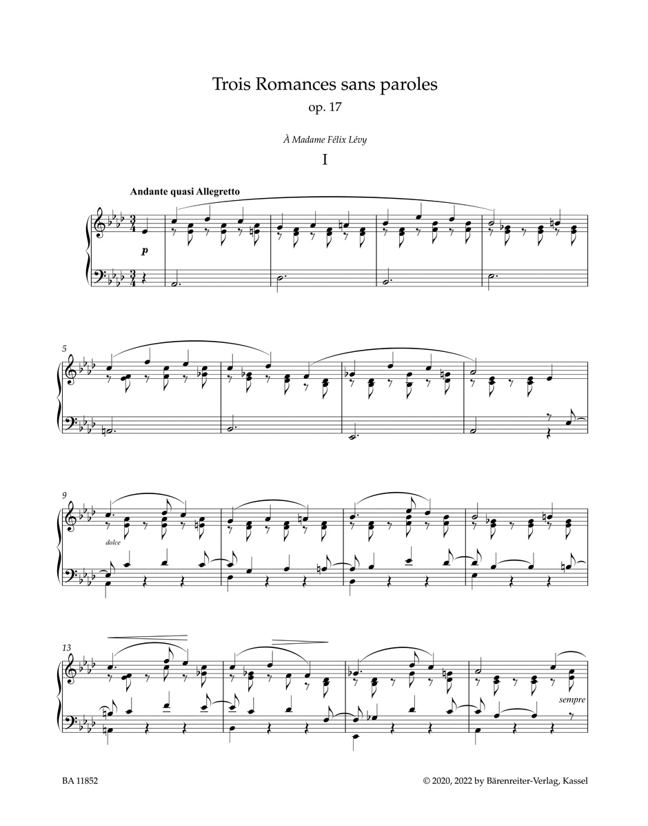 Anderes Coverbild Trois Romances sans paroles für Klavier op. 17 N 52