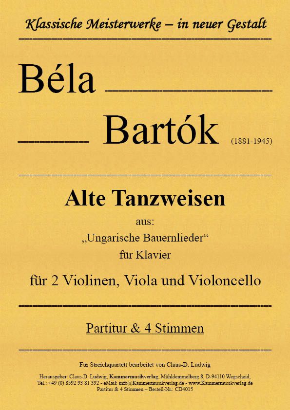 Vorderes Coverbild Alte Tanzweisen für 2 Violinen, Viola und Violoncello