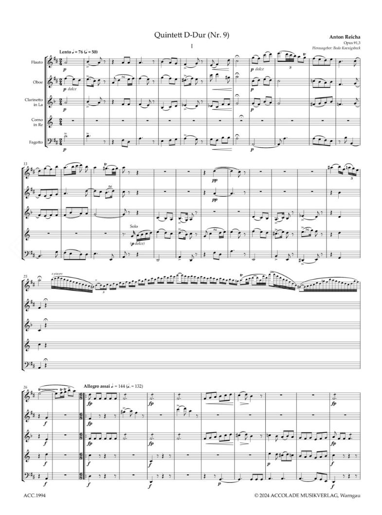 Anderes Coverbild Quintett D-Dur op. 91/3