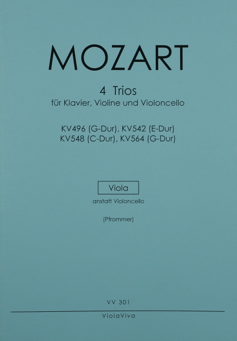 Vorderes Coverbild 4 Klaviertrios, KV 496, 542, 548, 564, Einzelstimme Bratsche (anstatt Violoncello)