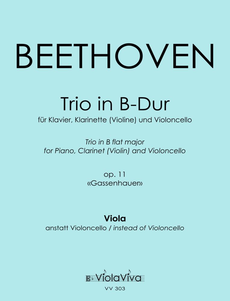 Vorderes Coverbild Klaviertrio «Gassenhauertrio» B-Dur op.11, Einzelstimme Bratsche (anstatt Violoncello)