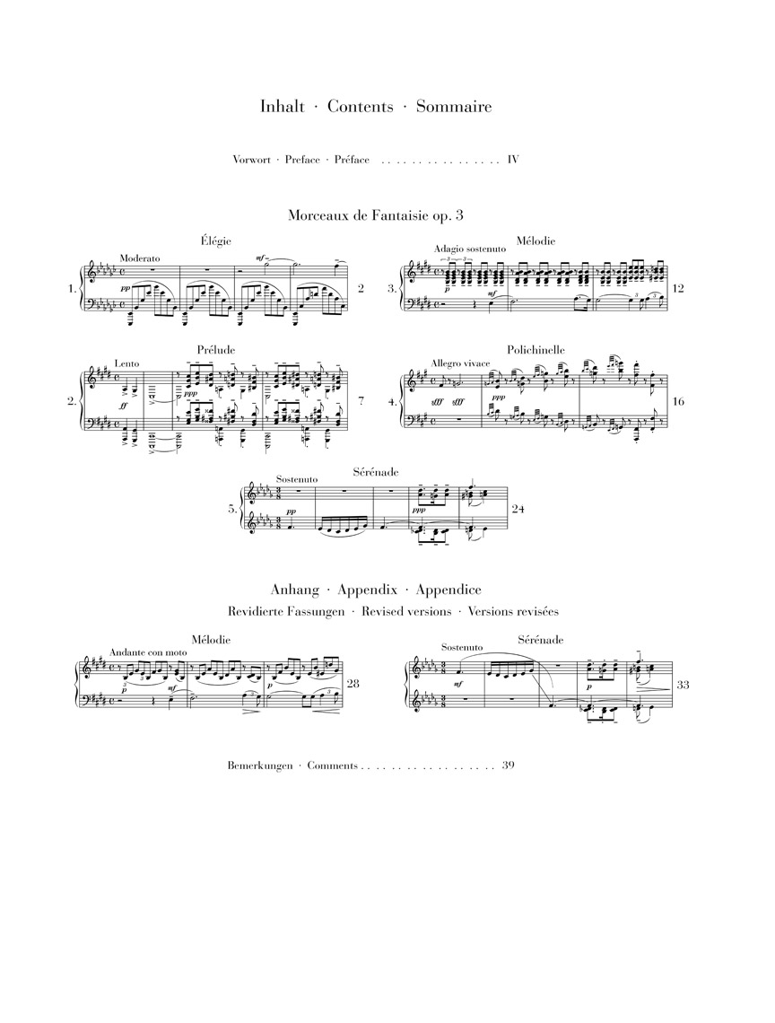 Anderes Coverbild Morceaux de fantaisie op. 3 für Klavier