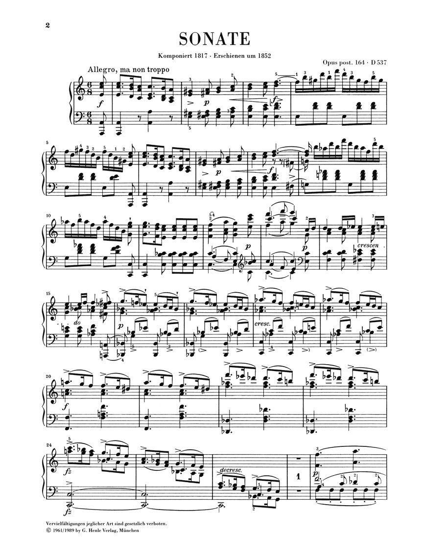 Anderes Coverbild Klaviersonate a-moll op. post. 164 D 537