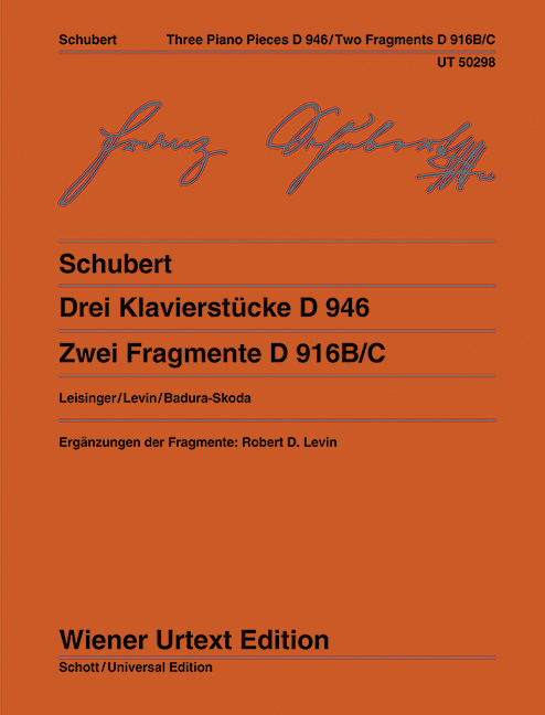 Vorderes Coverbild Drei Klavierstücke D 946 und Zwei Fragmente D 916B/C