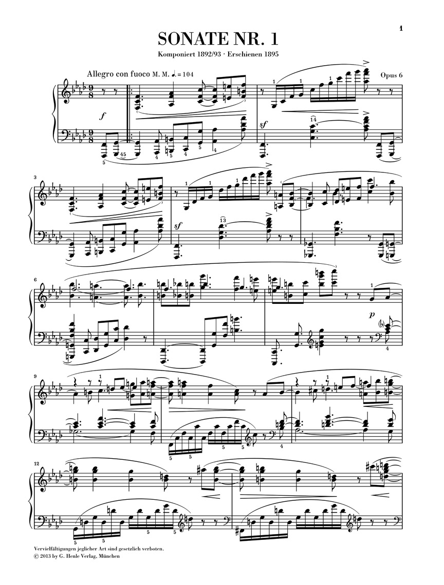 Anderes Coverbild Klaviersonate Nr. 1 f-moll op. 6