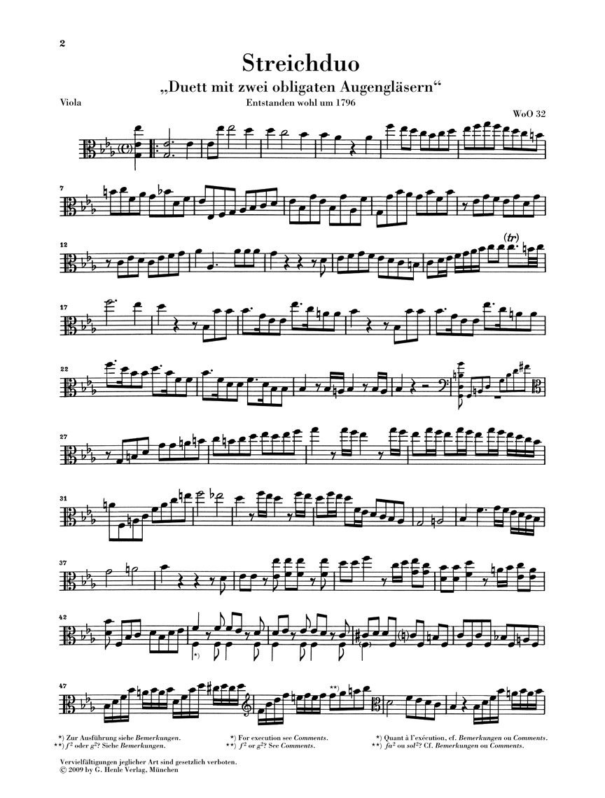 Anderes Coverbild Duett mit zwei obligaten Augengläsern WoO 32 für Viola und Violoncello
