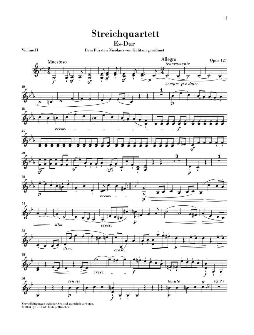 Anderes Coverbild Streichquartett Es-dur op. 127