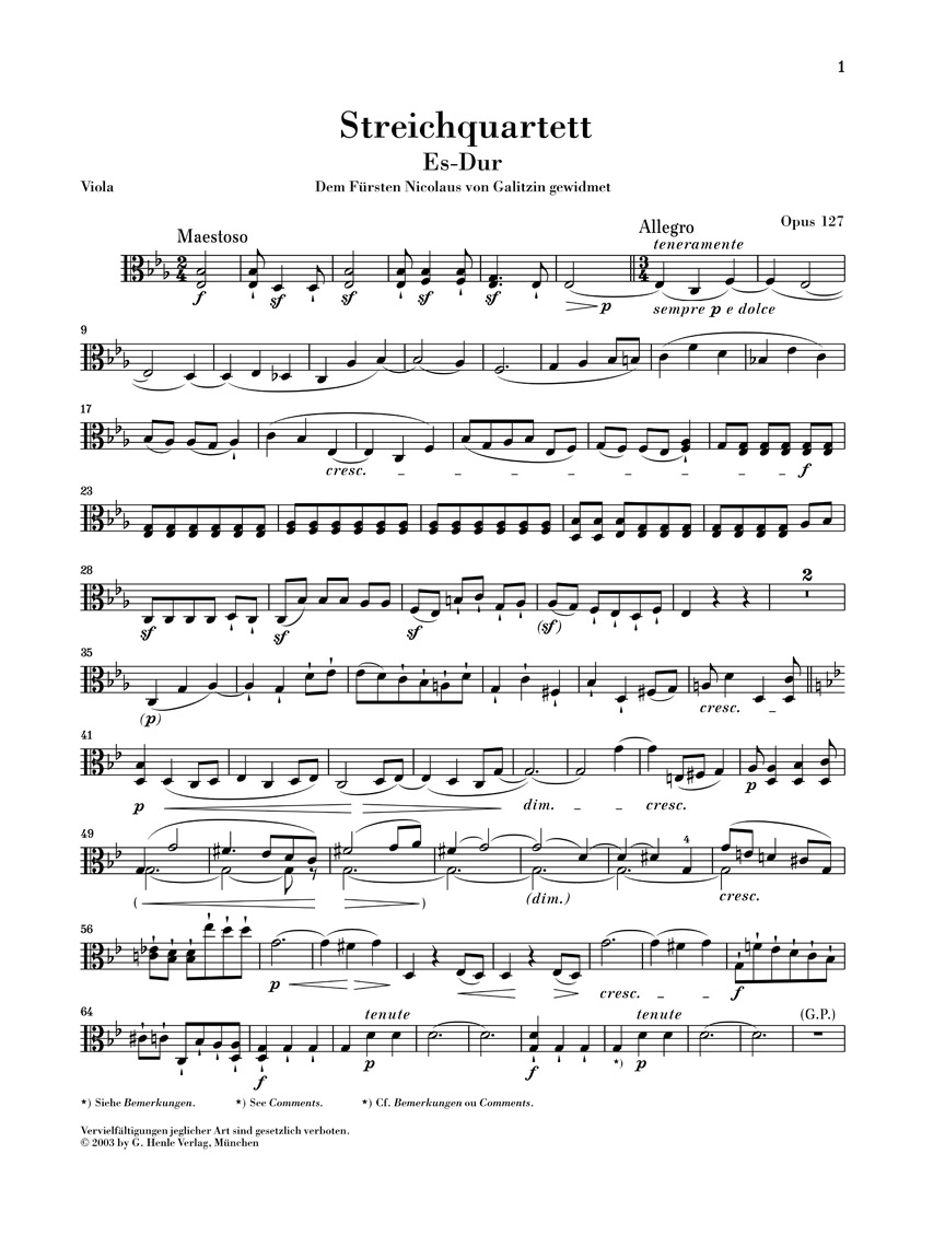 Anderes Coverbild Streichquartett Es-dur op. 127