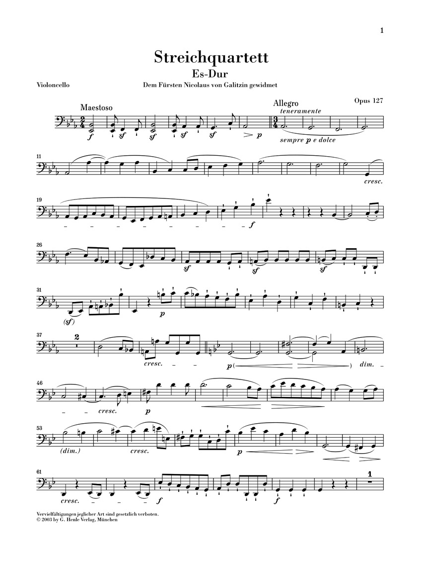 Anderes Coverbild Streichquartett Es-dur op. 127