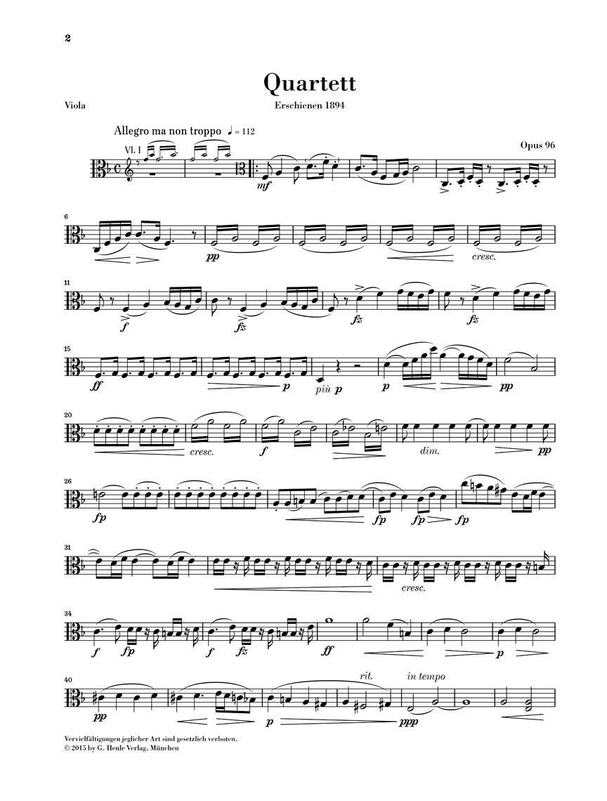 Anderes Coverbild Streichquartett F-dur op. 96