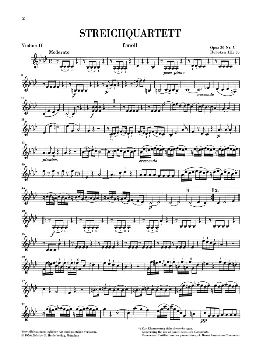 Anderes Coverbild Streichquartette Heft IV op. 20 "Sonnenquartette"