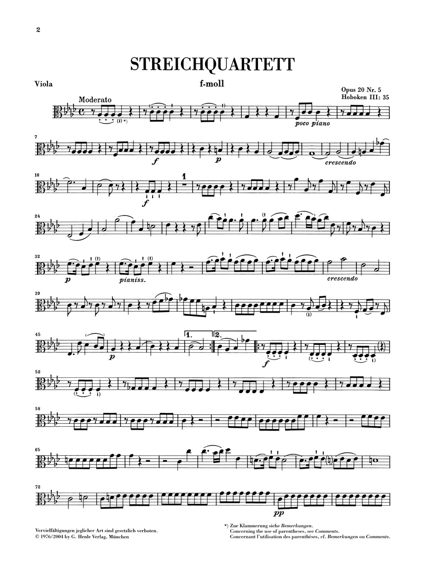 Anderes Coverbild Streichquartette Heft IV op. 20 "Sonnenquartette"