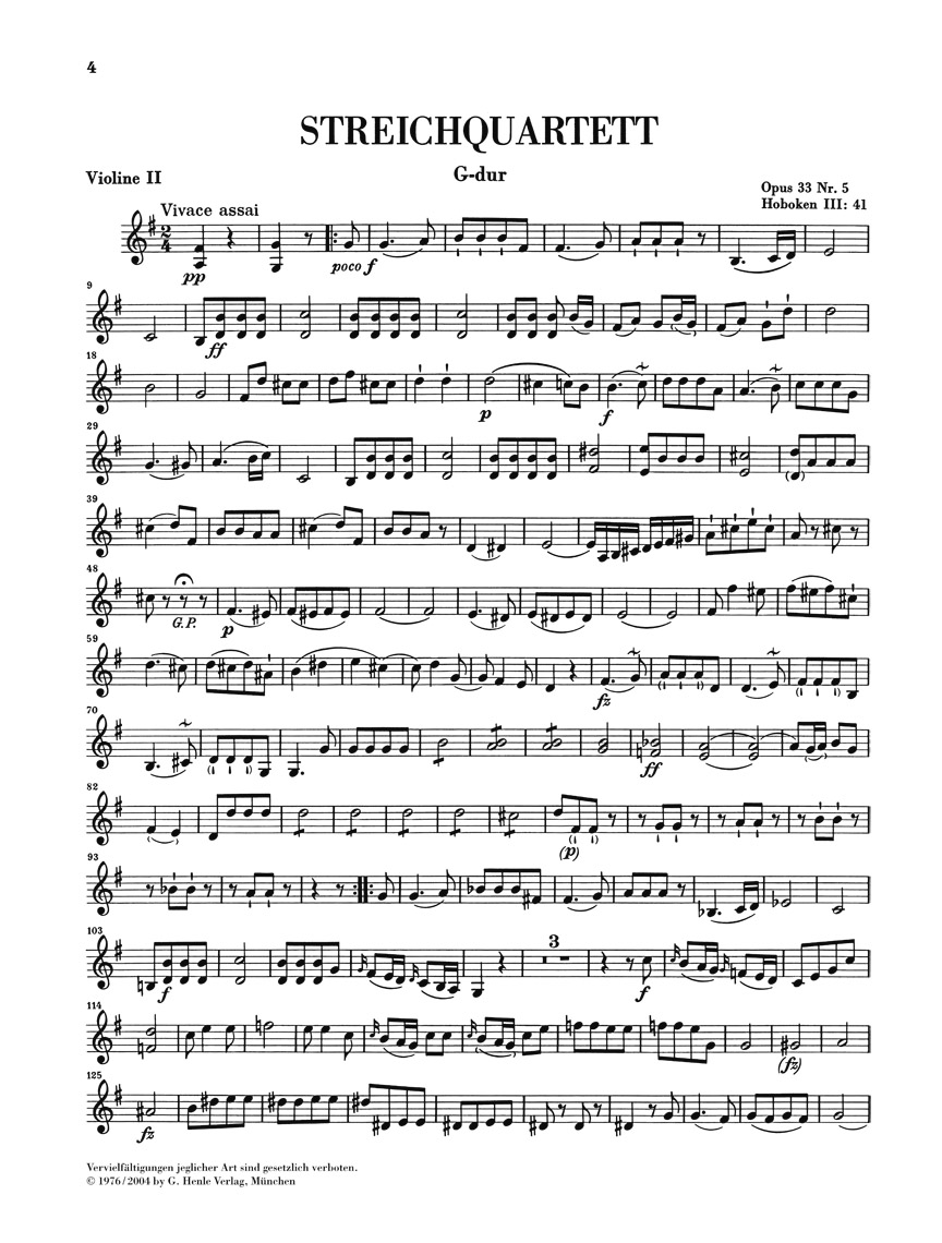 Anderes Coverbild Streichquartette Heft V op. 33