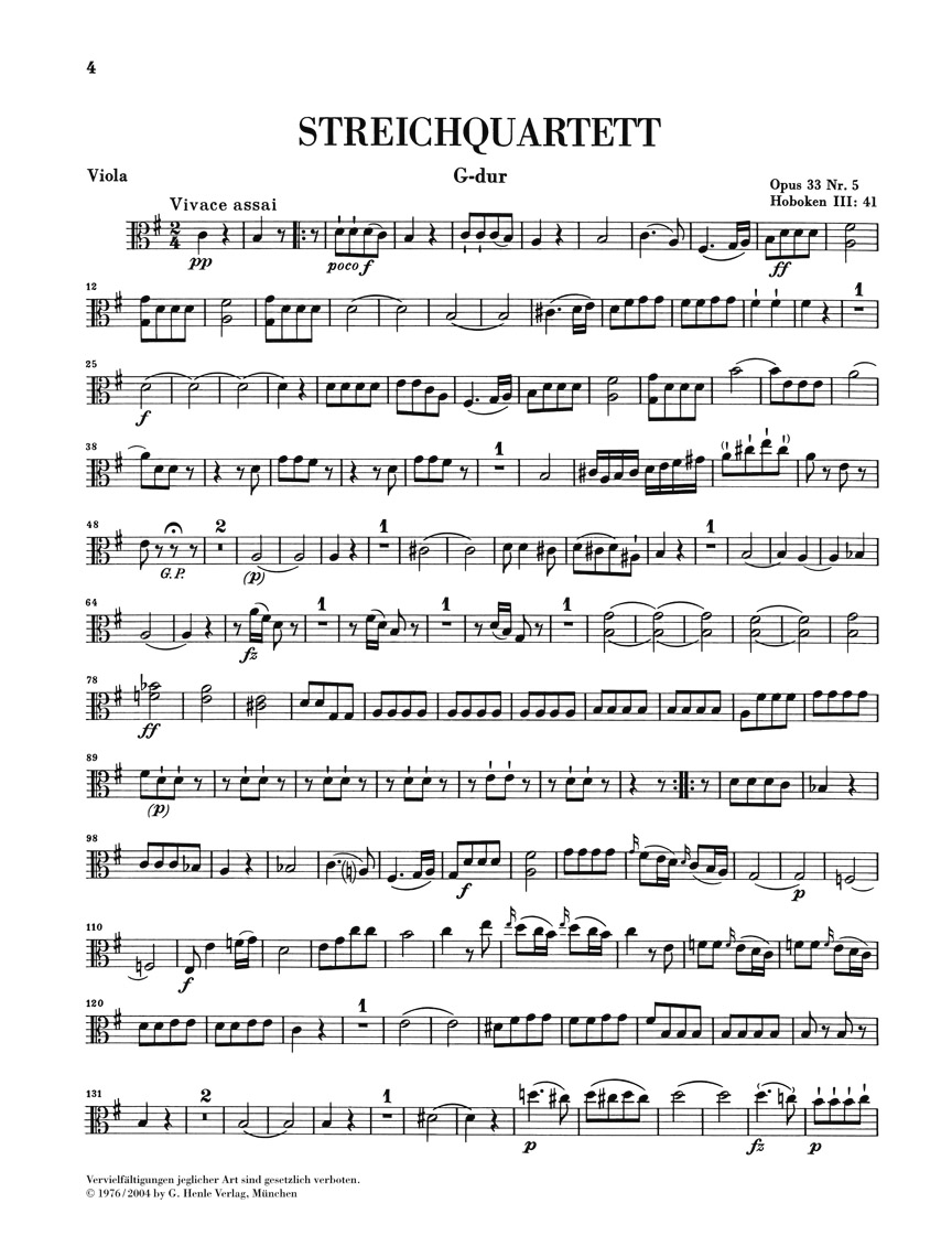 Anderes Coverbild Streichquartette Heft V op. 33