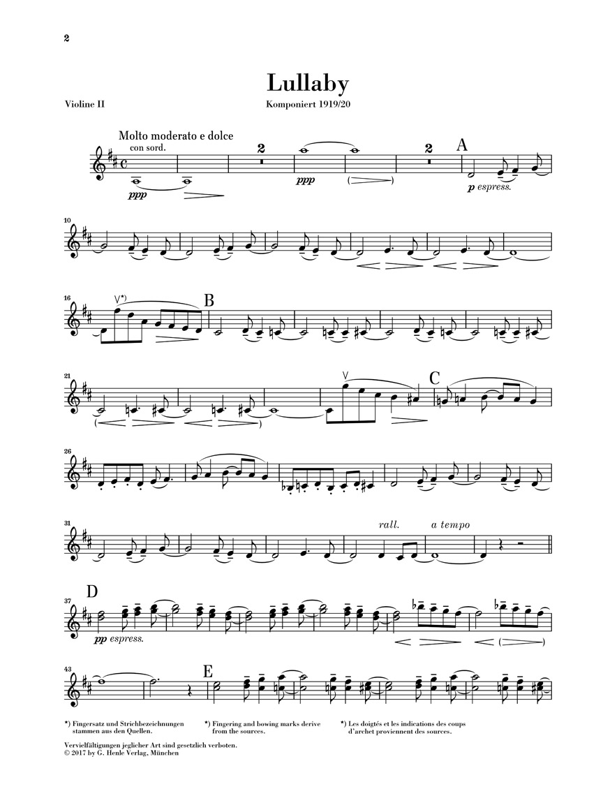 Anderes Coverbild Lullaby für Streichquartett
