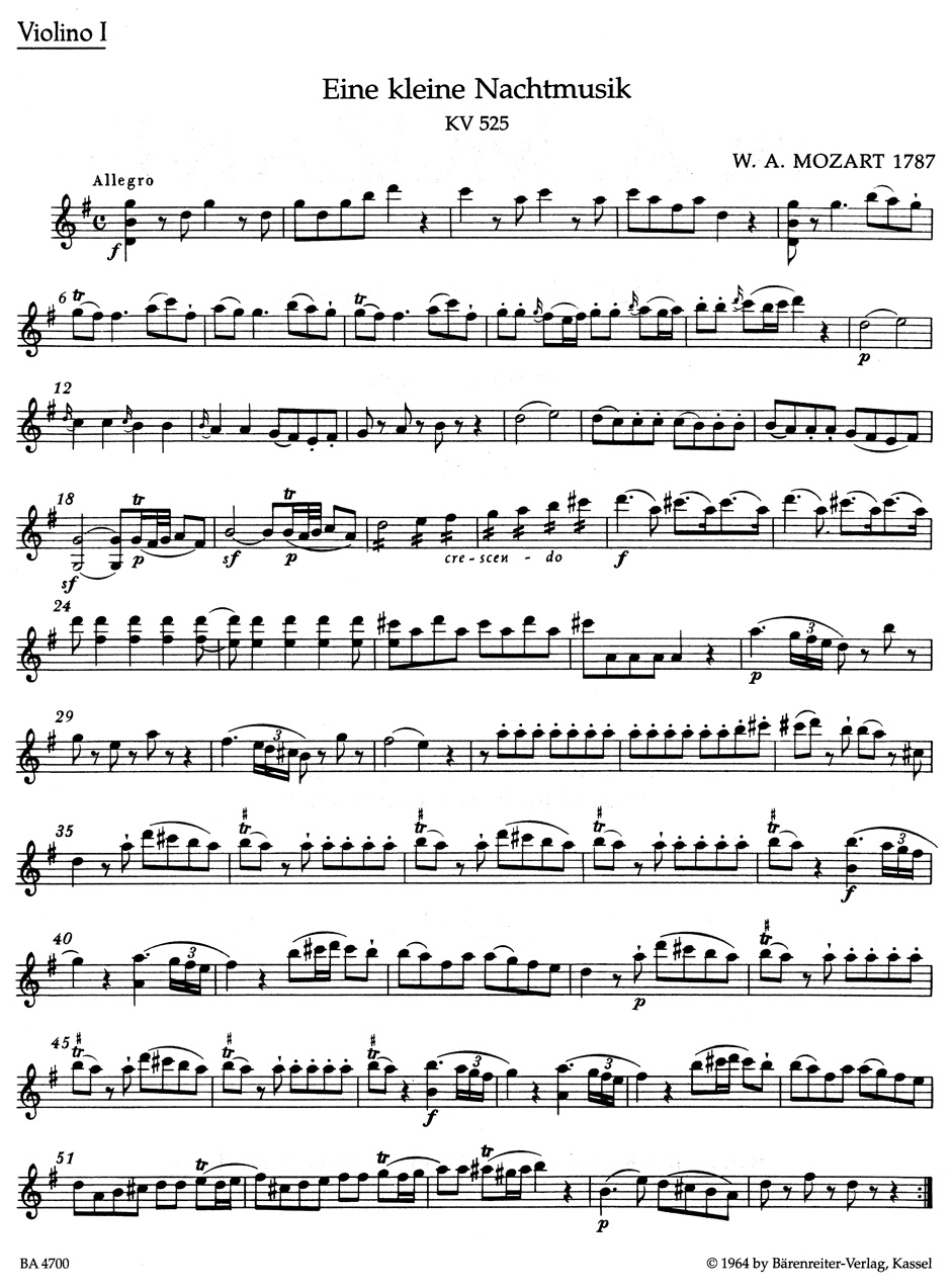 Anderes Coverbild Eine kleine Nachtmusik für Streichquartett KV 525