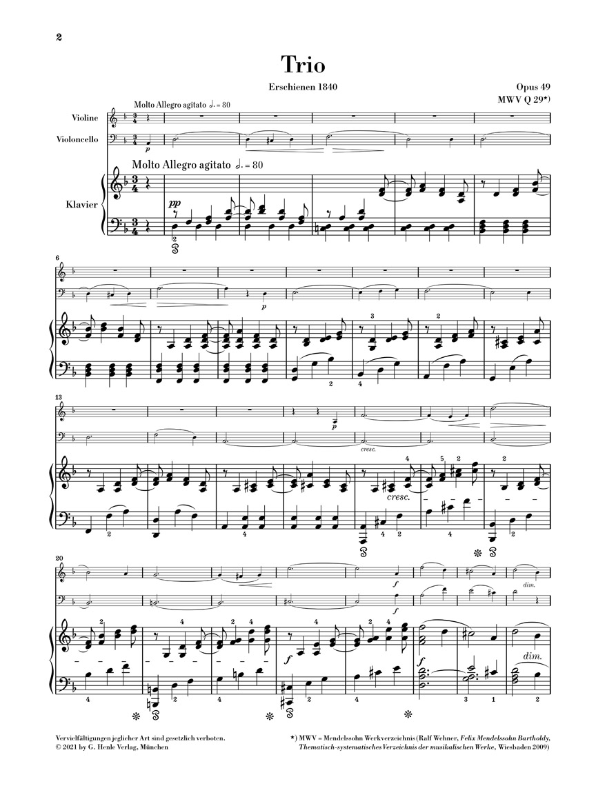 Anderes Coverbild Klaviertrio Nr. 1 d-moll op. 49