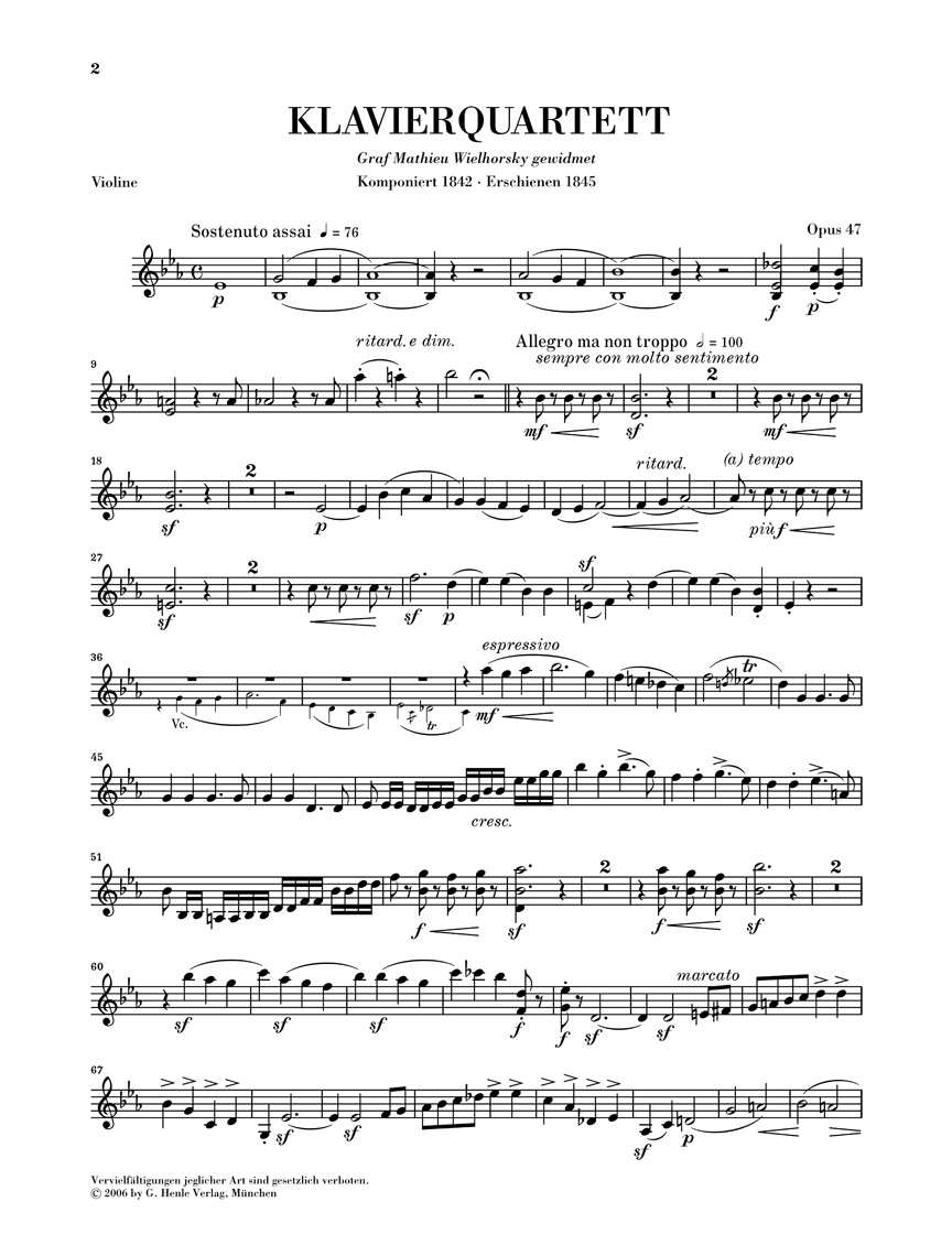 Anderes Coverbild Klavierquartett Es-dur op. 47