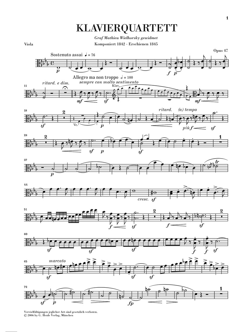 Anderes Coverbild Klavierquartett Es-dur op. 47