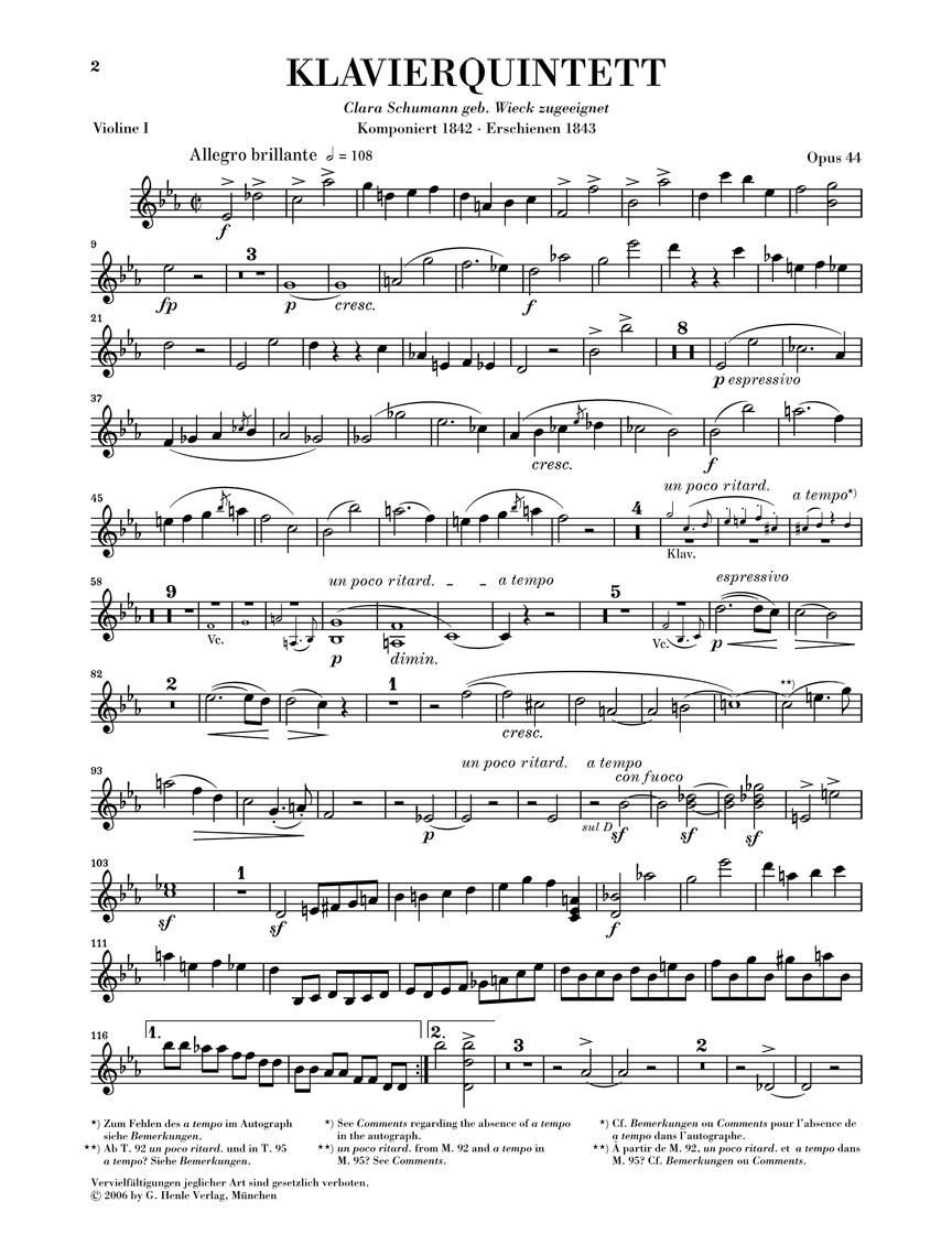 Anderes Coverbild Klavierquintett Es-dur op. 44