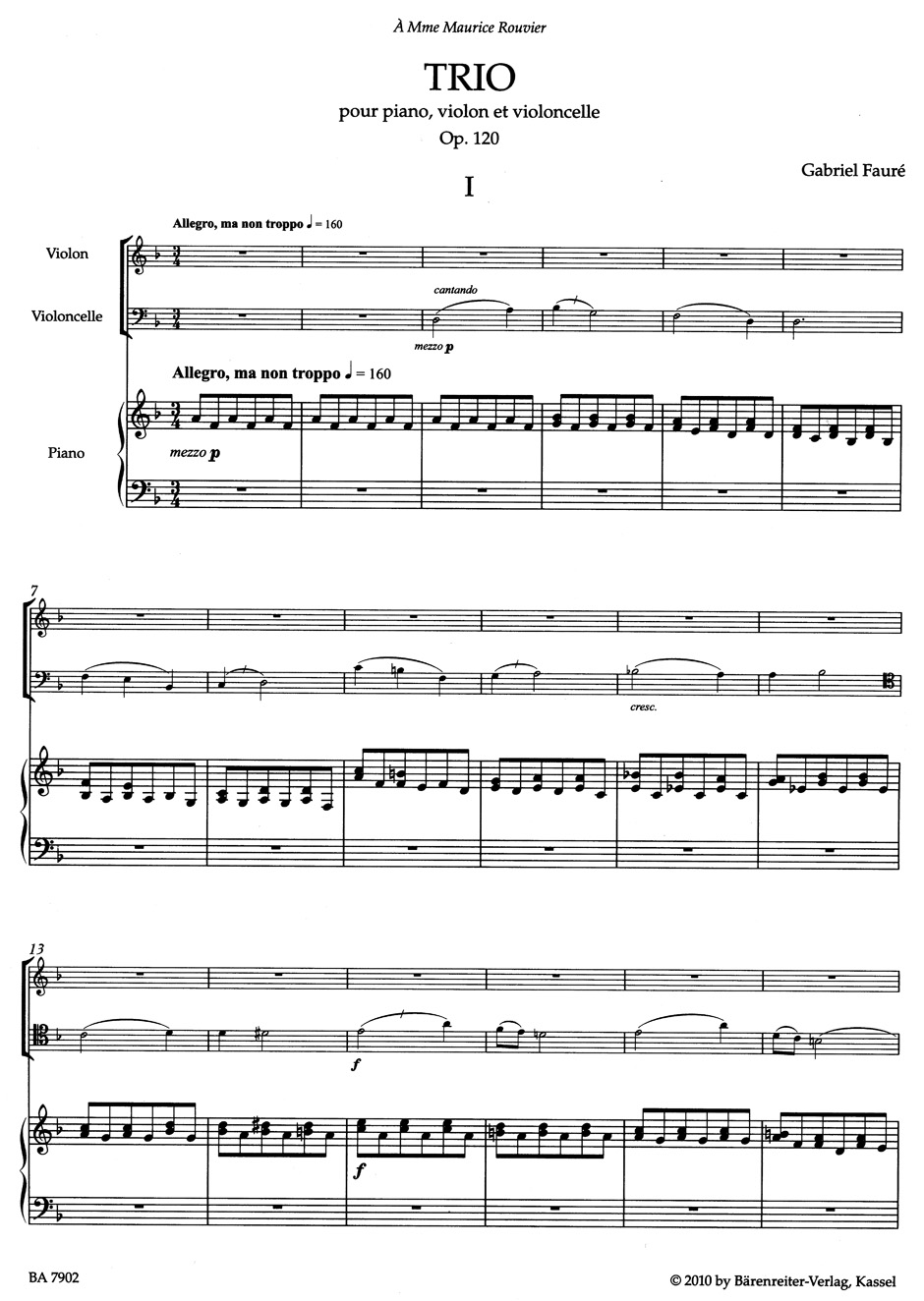 Anderes Coverbild Trio für Klavier, Violine und Violoncello op. 120 N 194