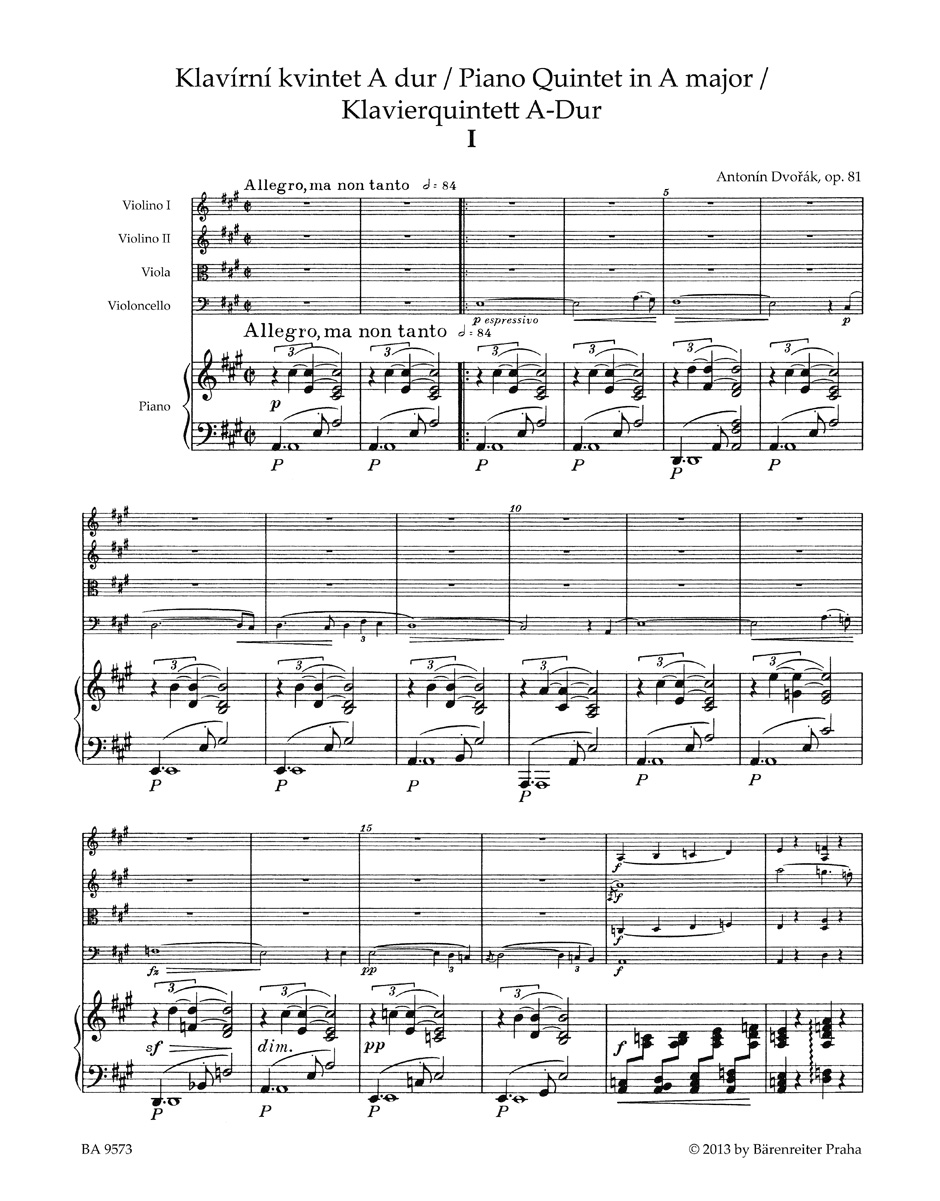 Anderes Coverbild Klavierquintett A-Dur op. 81