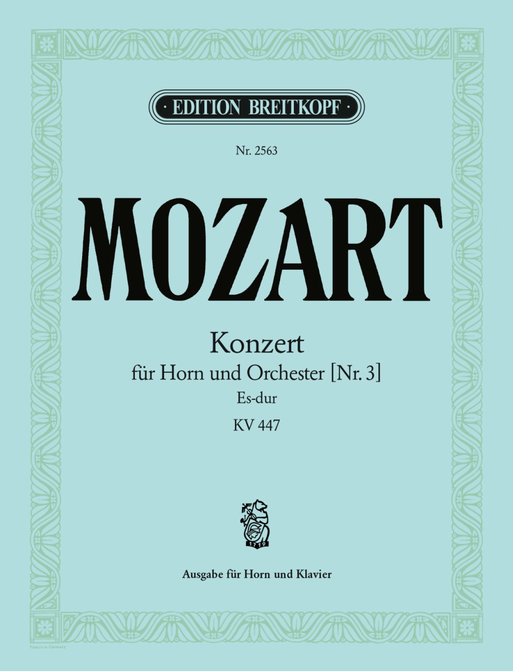 Vorderes Coverbild Konzert für Horn und Orchester Nr. 3 Es-Dur KV 447