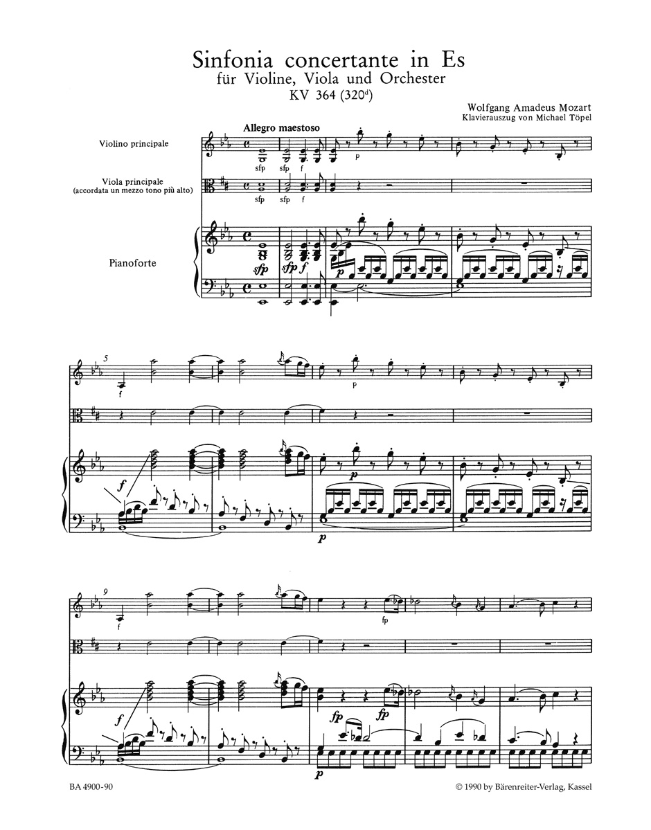 Anderes Coverbild Sinfonia concertante für Violine, Viola und Orchester Es-Dur KV 364 (320d)