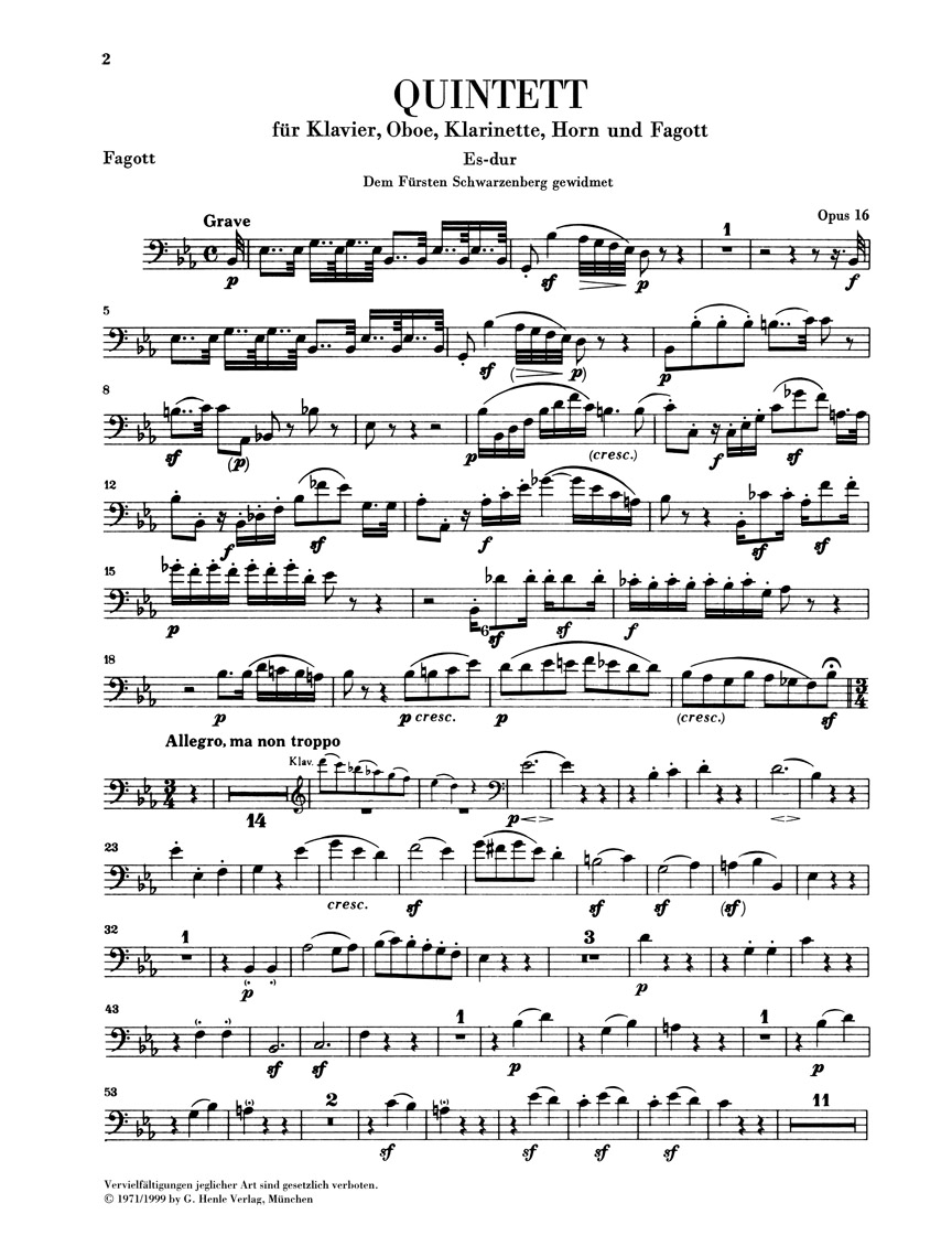 Anderes Coverbild Quintett für Oboe, Klarinette, Horn, Fagott und Klavier Es-dur op. 16