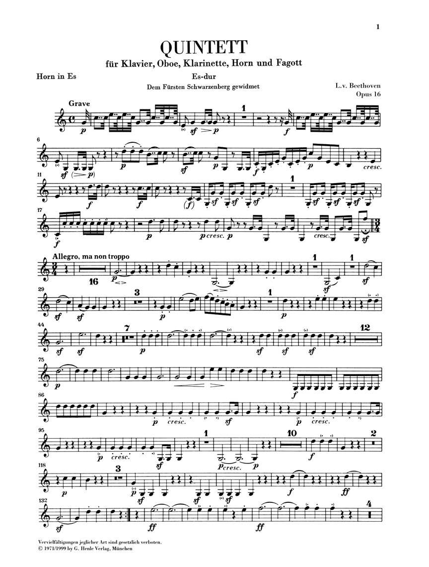Anderes Coverbild Quintett für Oboe, Klarinette, Horn, Fagott und Klavier Es-dur op. 16
