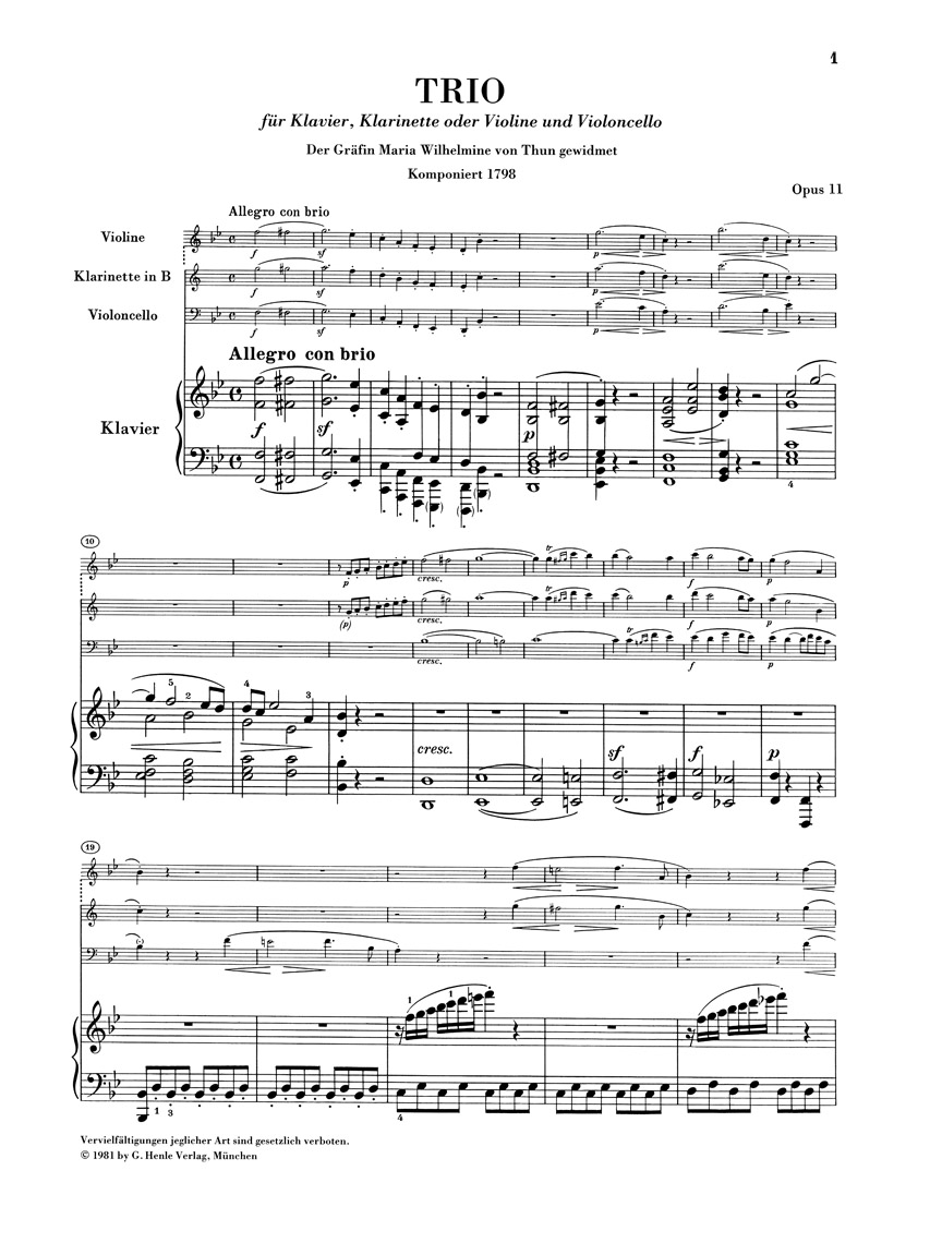 Anderes Coverbild Trios für Klarinette oder Violine, Violoncello und Klavier op. 11, 38