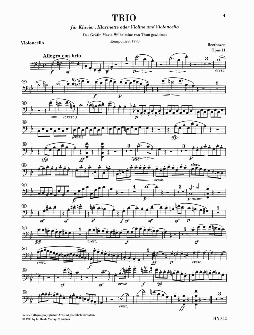Anderes Coverbild Trios für Klarinette oder Violine, Violoncello und Klavier op. 11, 38