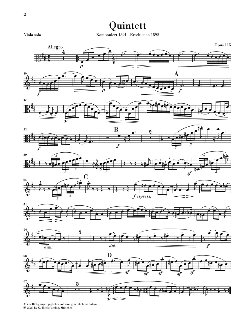 Anderes Coverbild Klarinettenquintett h-moll op. 115