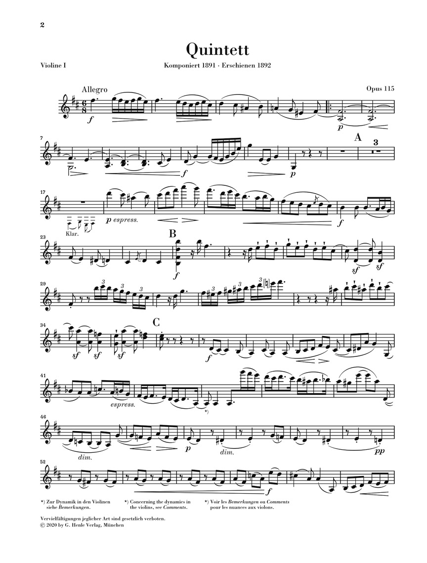 Anderes Coverbild Klarinettenquintett h-moll op. 115