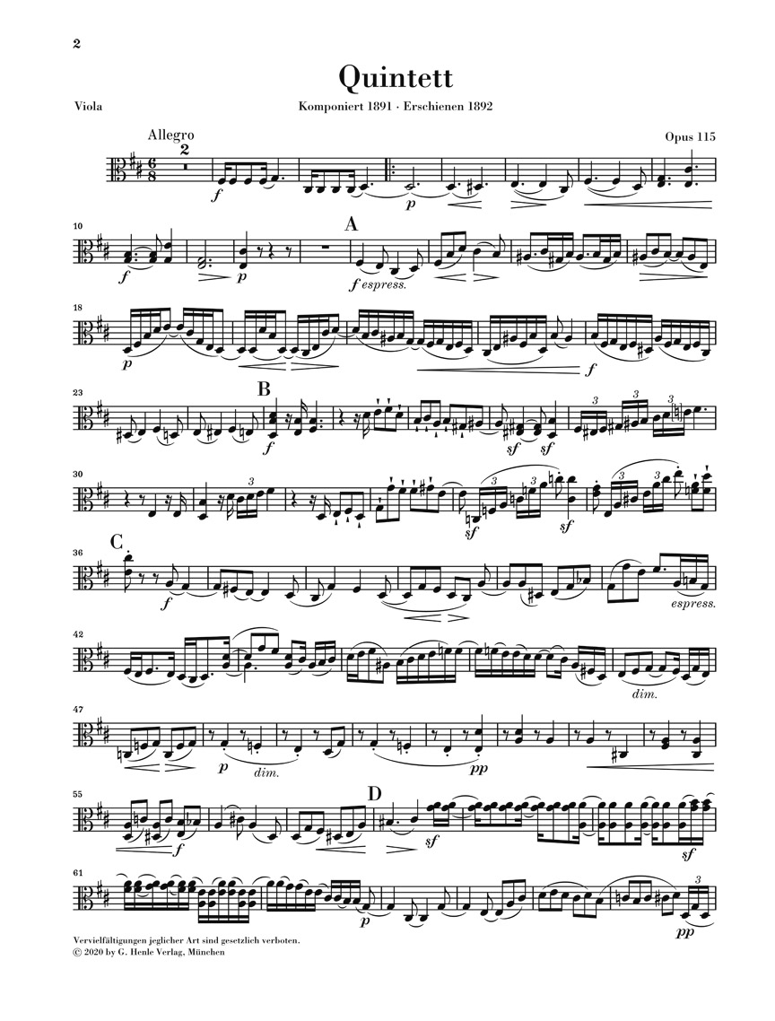 Anderes Coverbild Klarinettenquintett h-moll op. 115