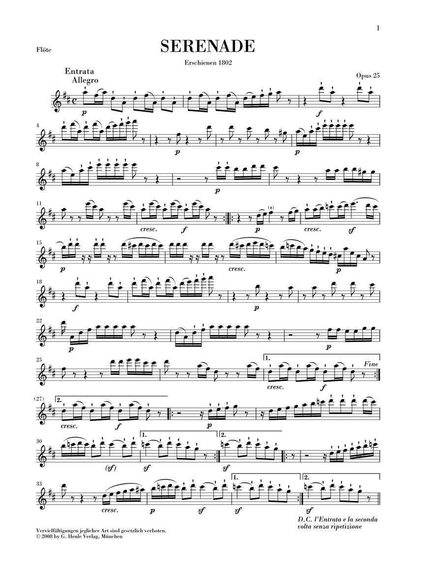 Anderes Coverbild Serenade op. 25 für Flöte, Violine und Viola