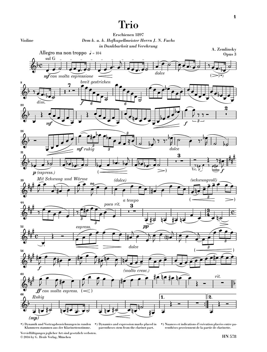 Anderes Coverbild Trio für Klavier, Klarinette (Violine) und Violoncello d-moll op. 3