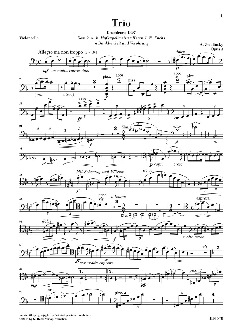 Anderes Coverbild Trio für Klavier, Klarinette (Violine) und Violoncello d-moll op. 3