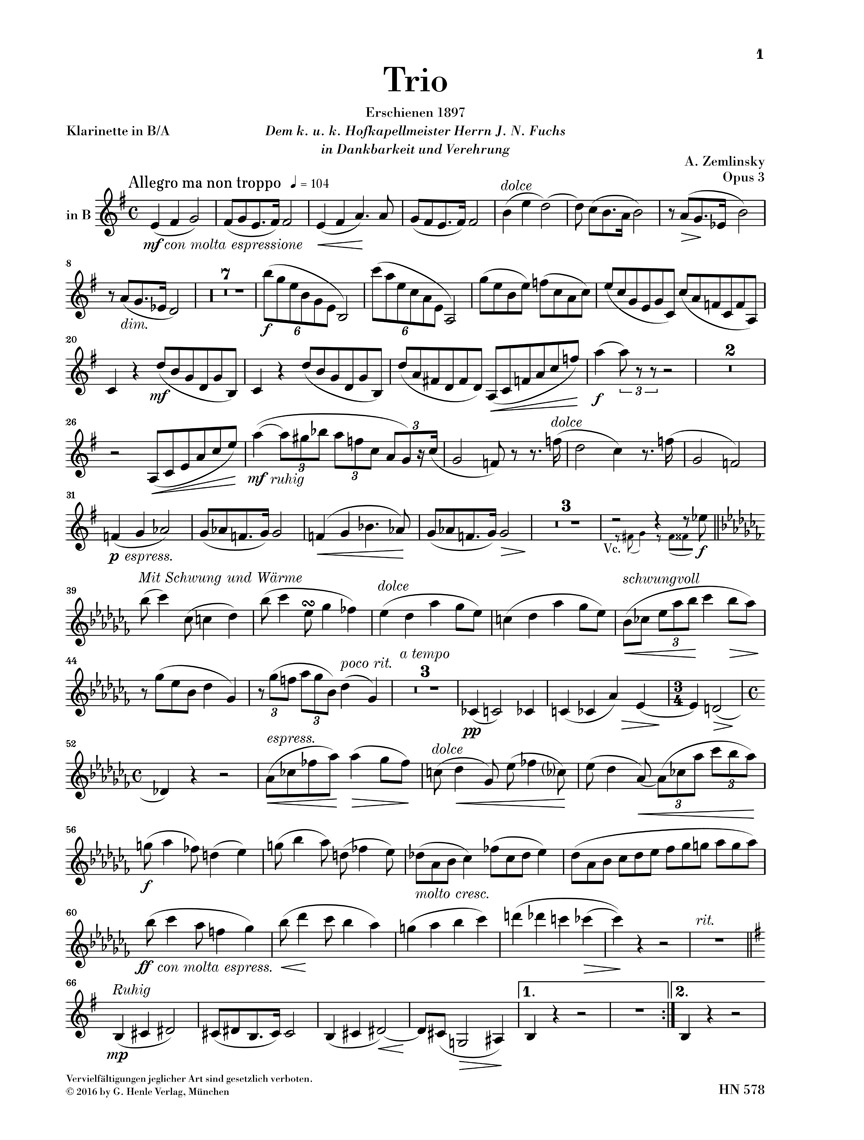 Anderes Coverbild Trio für Klavier, Klarinette (Violine) und Violoncello d-moll op. 3
