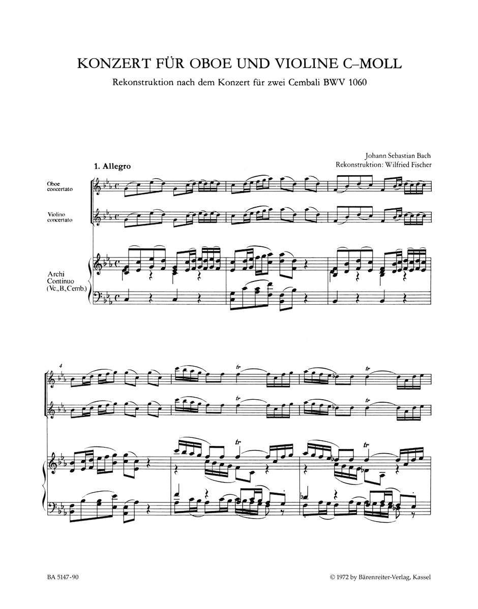Anderes Coverbild Konzert für Oboe, Violine, Streicher und Basso continuo c-Moll