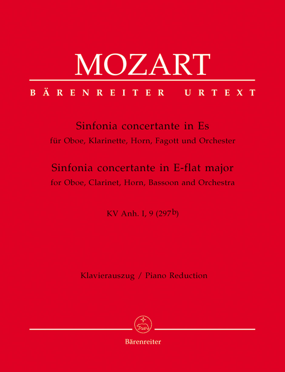 Vorderes Coverbild Sinfonia concertante für Oboe, Klarinette, Horn, Fagott und Orchester Es-Dur KV Anh. I,9 (297b)