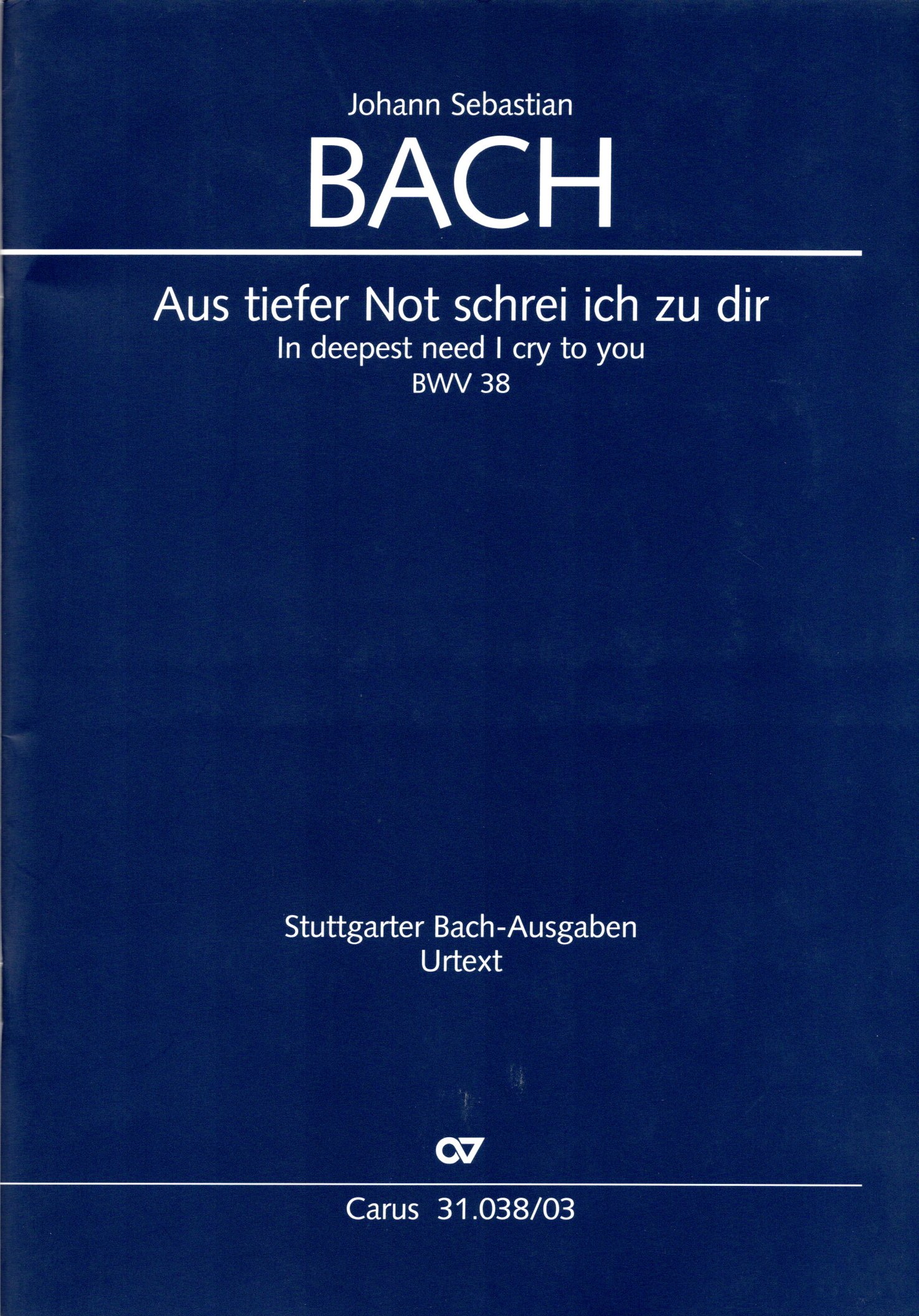 Vorderes Coverbild Aus tiefer Not schrei ich zu dir phrygisch BWV 38 (1724)