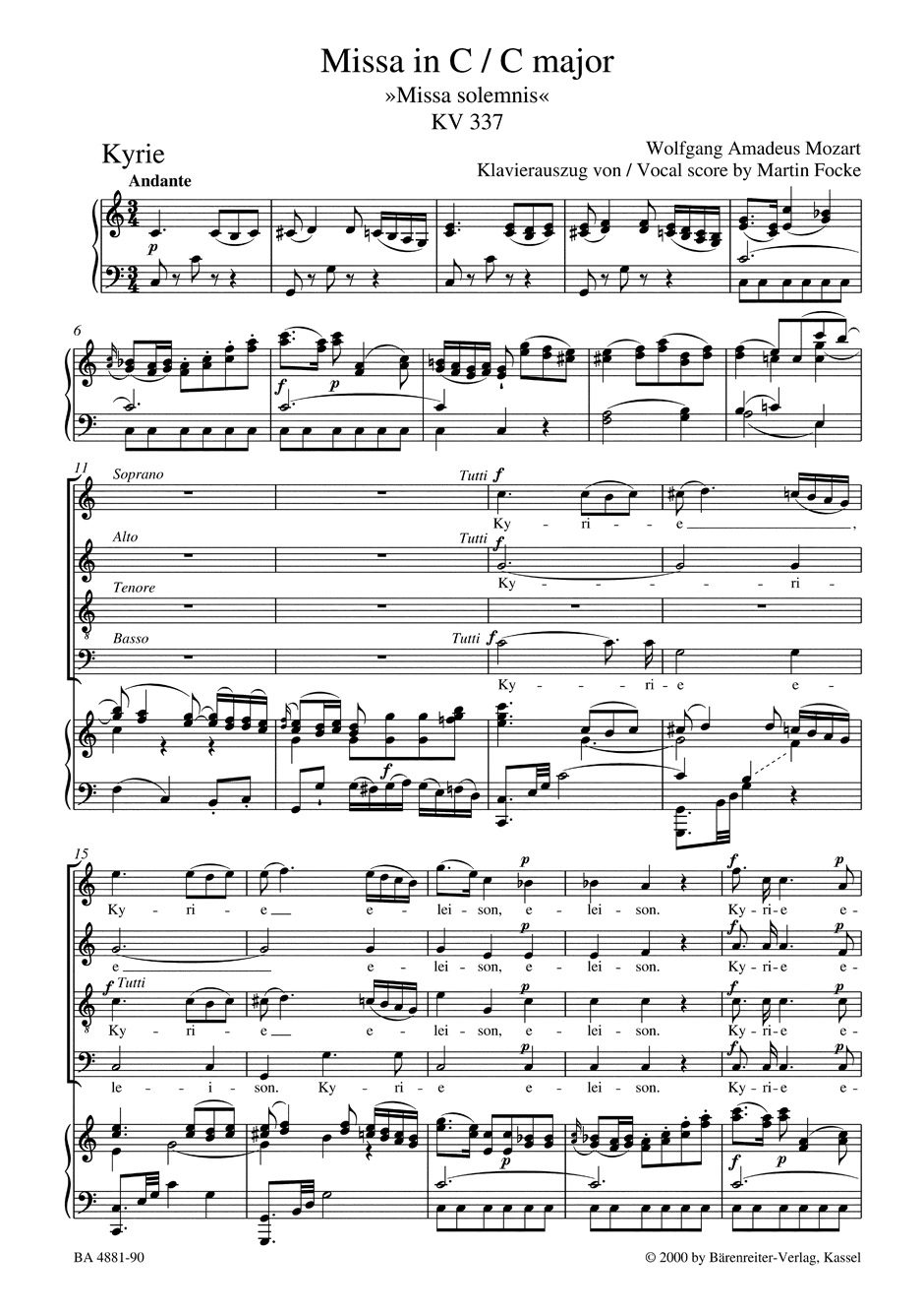 Anderes Coverbild Missa C-Dur KV 337 "Missa solemnis"