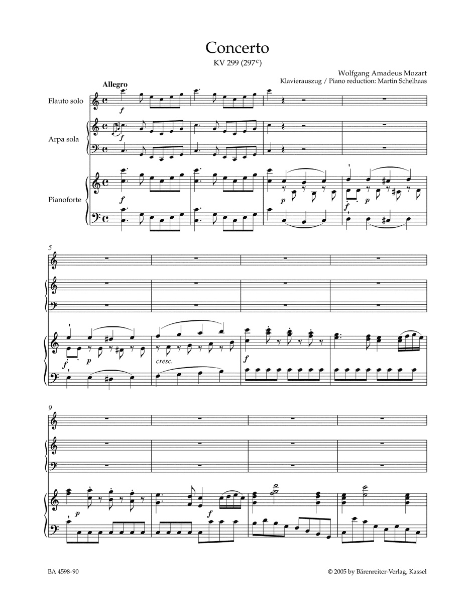 Anderes Coverbild Konzert für Flöte, Harfe und Orchester C-Dur KV 299 (297c)