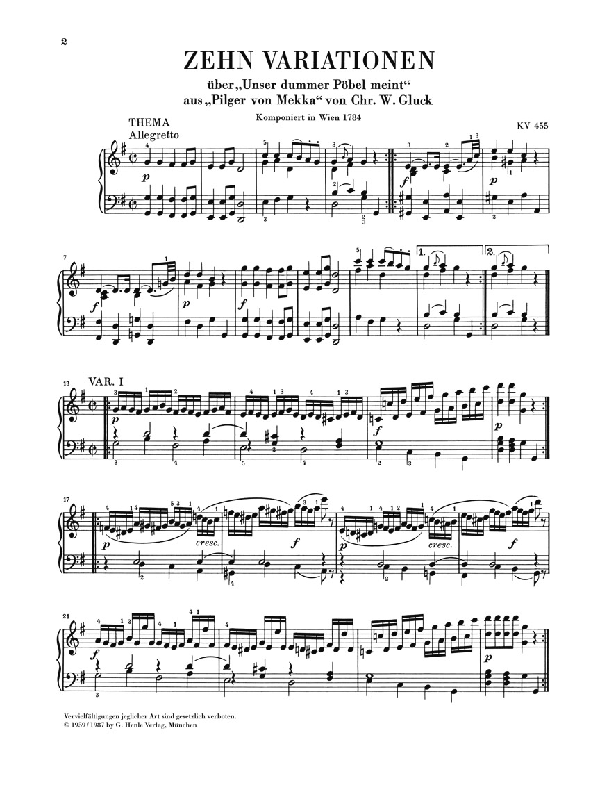 Anderes Coverbild Zehn Variationen über "Unser dummer Pöbel meint" KV 455