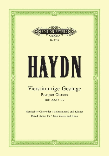 Vorderes Coverbild Vierstimmige Gesänge für gemischten Chor mit Klavierbegleitung Hob. XXVc: 1-9