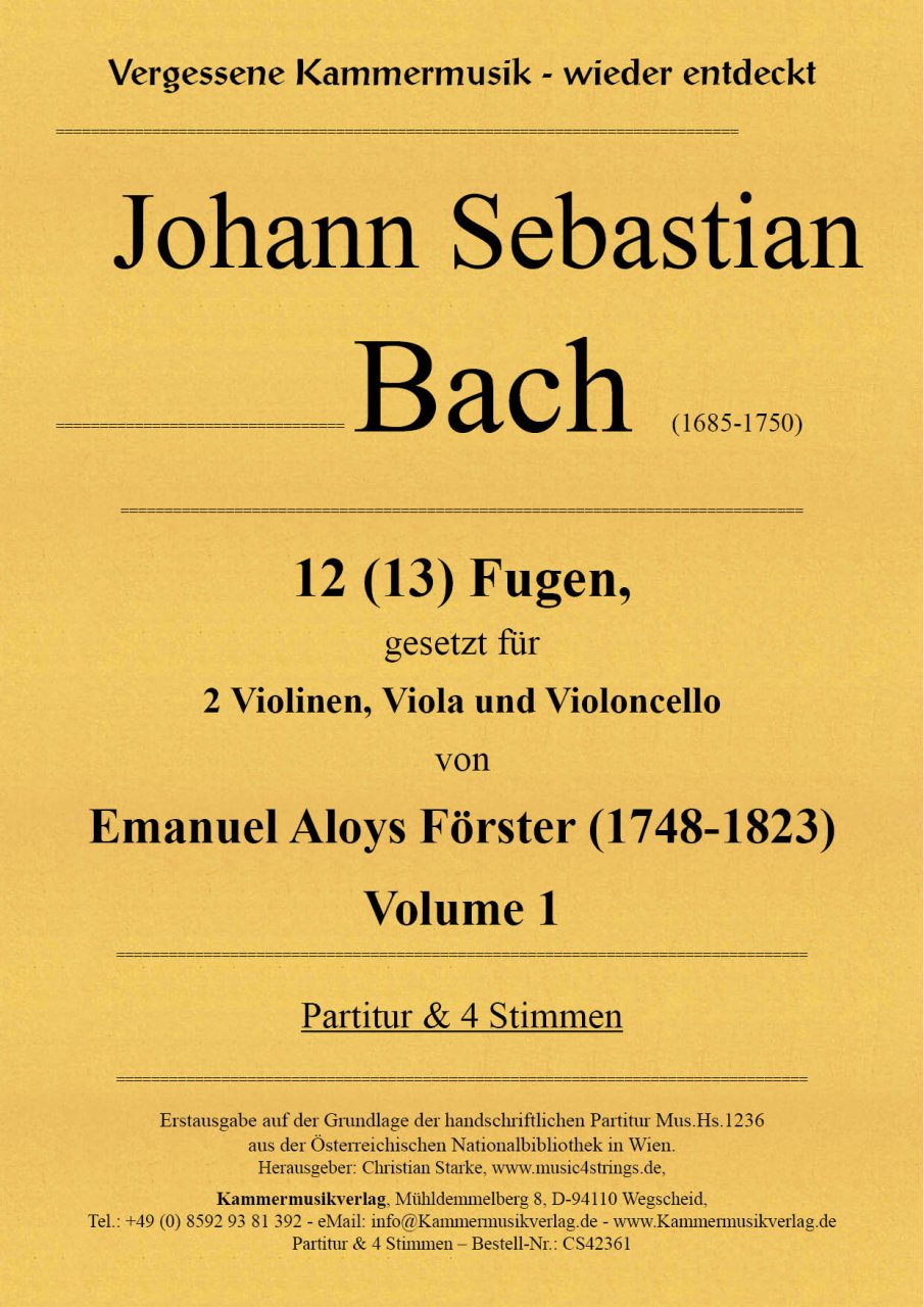 Vorderes Coverbild 12 (13) Fugen Volume 1 für Streichquartett