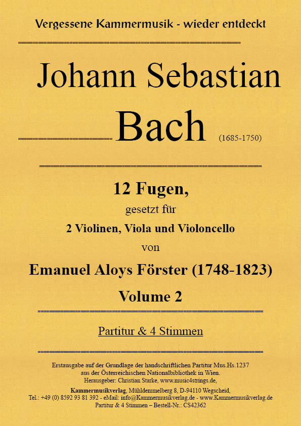 Vorderes Coverbild 12 Fugen Volume 2 für Streichquartett